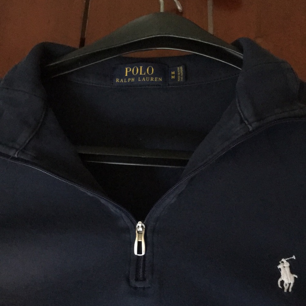 Men’s long sleeve polo zip up shirt - Picture 2 of 2